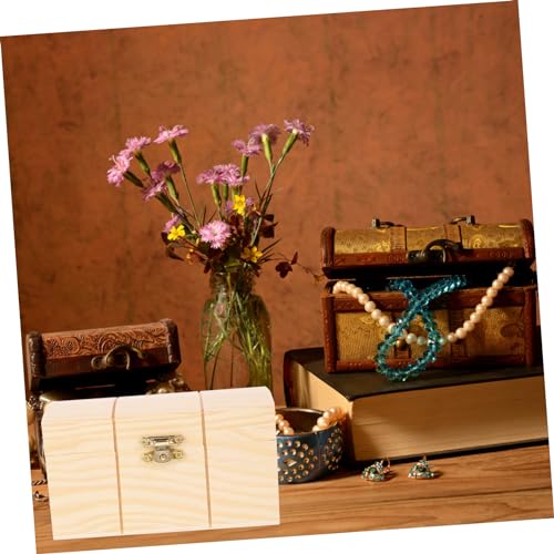 Holibanna Box plain wooden boxes Souvenir wooden wood boxes decorative lock gift box buckle jewelry boxes gift unfinished craft boxes ornaments Holibanna