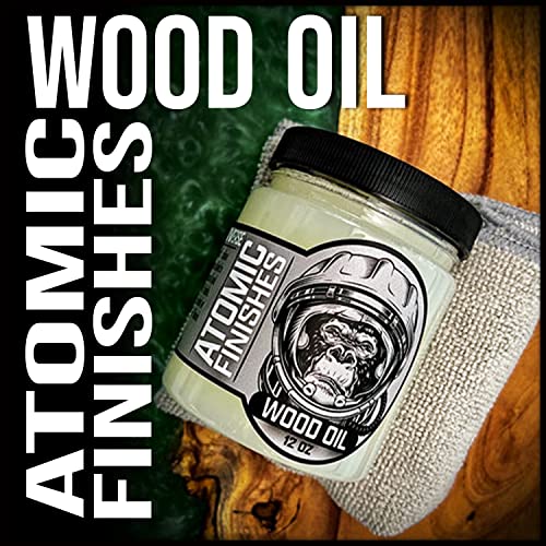 Atomic FINISHES Wood Finish Cutting Board Oil | Non-Toxic Mineral Oil Food Grade | 12oz of Premium Wood Oil | Best for Wood Furniture, Cutting Bidwell Wood and Iron