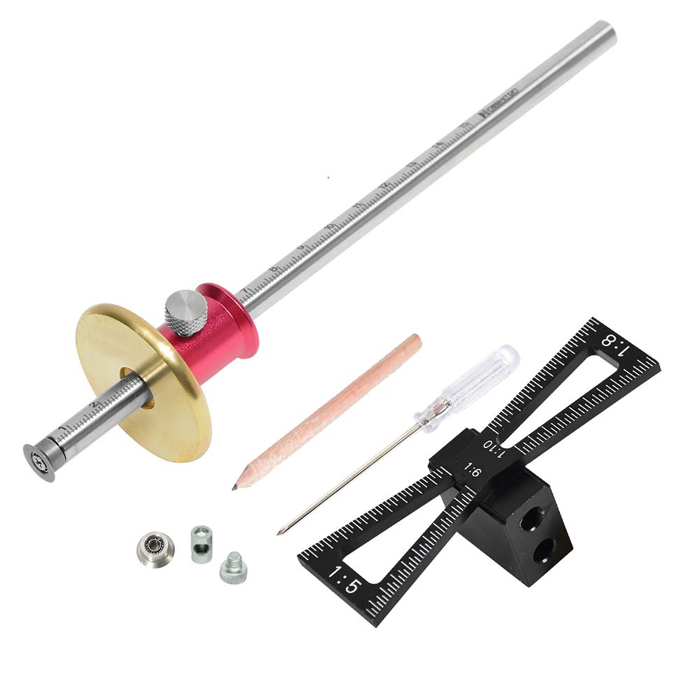 YOSELIN Dovetail Marking Jig Wheel Marking Gauge Tool Set, 1 Woodworking Pencil,1 Wheel Cutter for Hardwood,1 Bearing Wheel Cutter for Soft Wood, YOSELIN