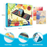 VigorFun Art Supplies, 240-Piece Drawing Art Kit, Gifts Art Set Case with Double Sided Trifold Easel, Includes Oil Pastels, Crayons, Colored Pencils, VigorFun