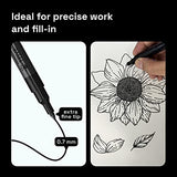 Black Marker Paint Pens - 6 Pack Acrylic Black Permanent Marker, 0.7mm Extra Fine Tip Paint Pen for Art projects, Drawing, Rock Painting, Stone, TFIVE