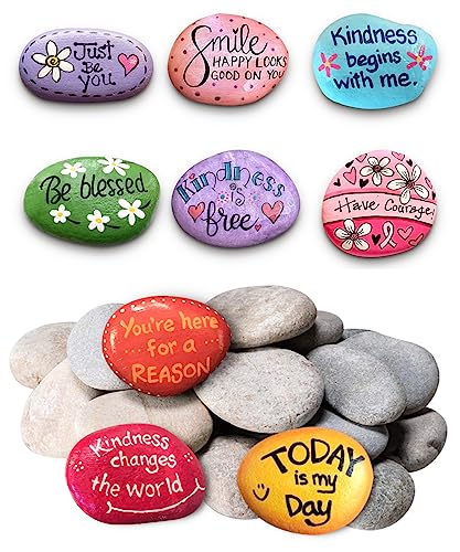 DECORKEY 22PCS River Rocks for Painting, Natural Unpolished Smooth Rocks for DIY, Arts & Crafts, 2-3inch Stone Perfect for Kids Party, Home, School & - WoodArtSupply