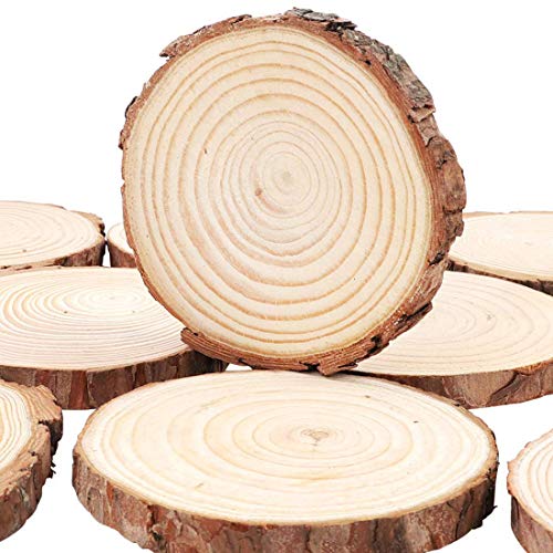 Natural Wood Slices 8 Pcs 5-6 Inches Diameter x 3/5" Thick Big Size Craft Wood Unfinished Wooden Circles Great for DIY Arts and Crafts Christmas - WoodArtSupply