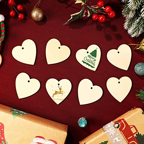 SUPVOX 50pcs Wood Chips Heart-Shaped Wood Chip Wooden Shapes for Easter Wood Discs Blank Wooden Cutout Wooden Heart Tag Unfinished Wood Heart Cutouts SUPVOX