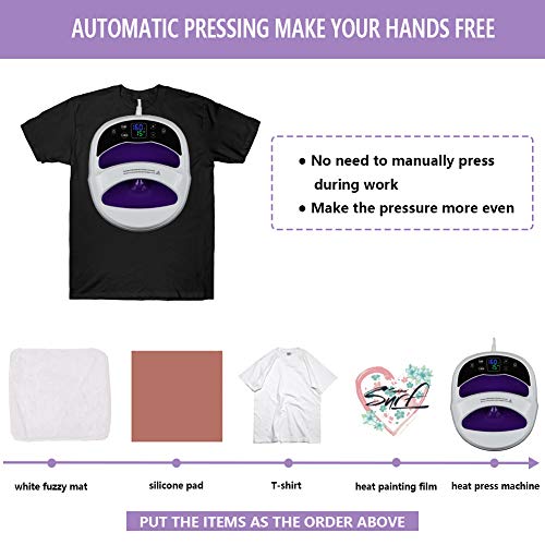 Tinkeal Heat Press Machine for t Shirts 12"×10" Portable Hand Free Rapid Even Heat Easy Press Sublimation T-Shirt Press Printing Machine,Sublimation