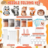 WATINC Set of 5 Woodland Wool Needle Felting Kit, Fox Owl Hedgehog Squirrel Raccoon Animal Doll Wool Felt Needle Felting Tools Foam Pad, DIY Needle WATINC