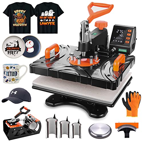 DREAMVAN Upgrade Heat Press Machine 8 in 1, 12" x 15" Swing Away Heat Transfer Machine, Digital Sublimation Heat Press for T Shirts Caps Hats Mugs DREAMVAN