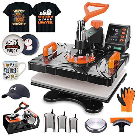 DREAMVAN Upgrade Heat Press Machine 8 in 1, 12" x 15" Swing Away Heat Transfer Machine, Digital Sublimation Heat Press for T Shirts Caps Hats Mugs DREAMVAN