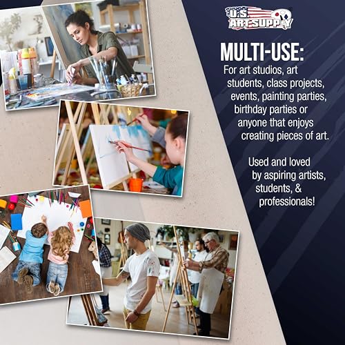 U.S. Art Supply 63" Wide x 2 Yards (6 Feet) Long Unstretched Canvas Roll - 100% Cotton, 12-Ounce Triple Primed Gesso, Acid-Free - Pro Artist Quality, U.S. Art Supply