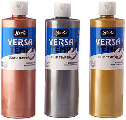 Sax - 1440731 Versatemp Heavy-Body Metallic Tempera Paint, 1 Pint, Assorted Colors, Set of 3 Sax