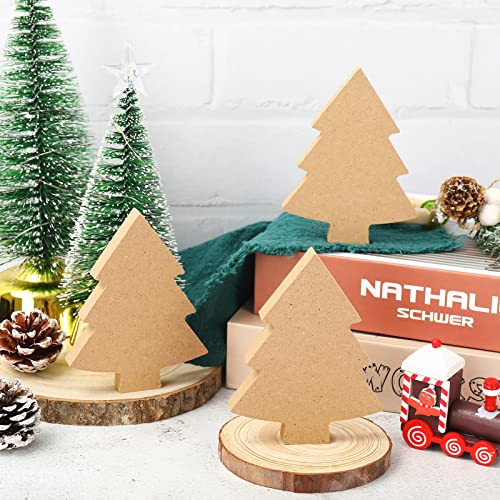 Whaline 12Pcs Christmas Tree Wooden Cutouts Blank Xmas Tree Unfinished Table Wooden Signs DIY Tiered Tray Decor for Christmas Home Kitchen Office - WoodArtSupply