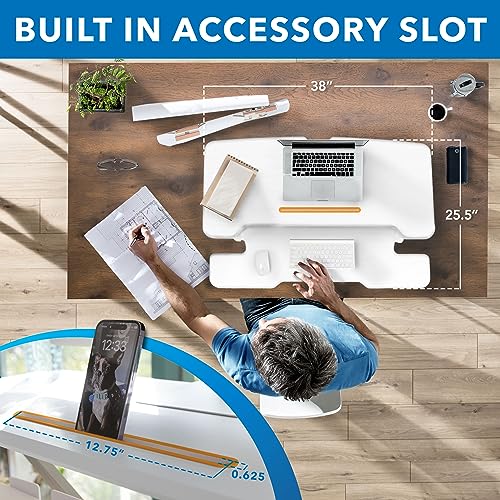 Mount-It! Electric Standing Desk Converter with 38" Tabletop, Height Adjustable Sit Stand Desk Riser, Motorized Desk Riser with Keyboard Tray and Mount-It!