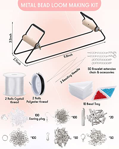 Jexine 48000 Pcs Bead Loom Kit Beading Supplies 2 mm Seed Beads Loom Kit for Adults Bracelets Jewelry Earring Making Tools Christmas Gifts for Girls Jexine