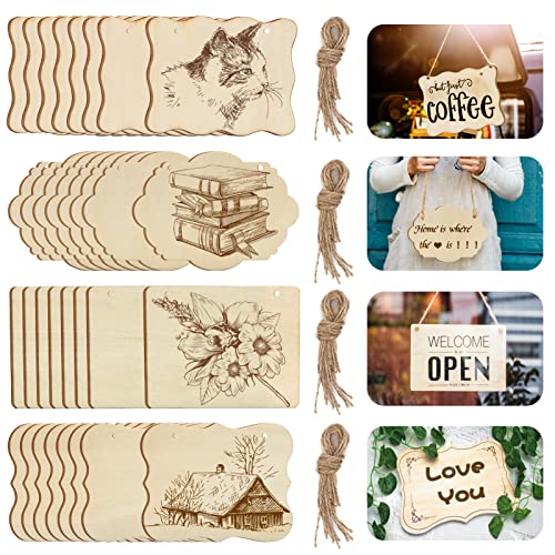 Unfinished Wood Ornaments, PETUOL DIY 32pcs 4x3in Creative Irregular Blank Wood Natural Slices for DIY Crafts, Painting, Wood Burning, Writing, Photo PETUOL