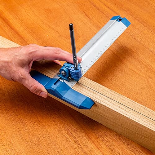 9” Quick Draw Marking Gauge –Single-Handed Measuring and Marking Tools w/Spring-Loaded Scale, Dovetail Keyway - Aluminum Ruler to Mark Mortises & ROCKLER