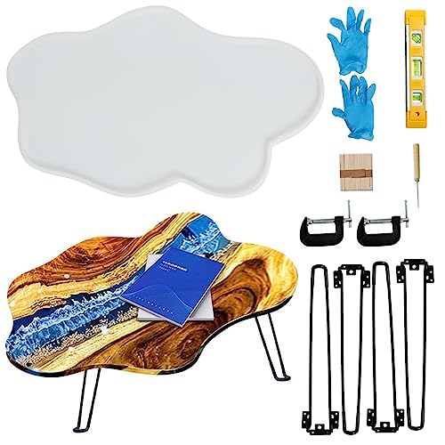Large Resin Table Mold Set, 24 Inch Epoxy Resin Molds Silicone Tray Epoxy Table Mold with 4Pcs Table Legs for Charcuterie Board, River Table, Coffee Swess
