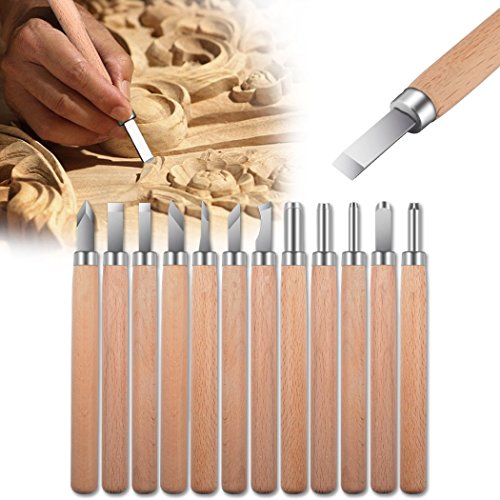 PRUGNA Wood Carving Tools Kit, HRC62 Carbon Steel Graver Set for Kids & Beginners, 12 Pcs Engraving Knife with Storage Case - WoodArtSupply