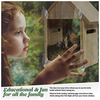 Spy Birdhouse - Two Way Bird House Windows for Houses & Bird Nest Outdoor - Bird House Kit for Children to Build, Window Bird Nesting Box See Through