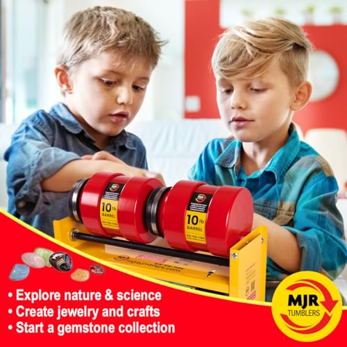 MJR Tumblers Multi-Barrel Rock Tumbler with Grit Media Kit - Durable Leak-Proof Rock Polisher for Kids and Adults Rock Tumbling Tool Geology Hobby MJR Tumblers