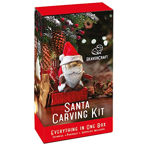 BeaverCraft DIY06 Santa Whittling Kit – Wood Carving Kit for Beginners – Wood Carving Tools Set, DIY Crafts for Adults – Woodworking Kits for BeaverCraft
