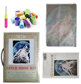 TEZKIM DIY Latch Hook Kits for Adults Beginners Wolf Rug Making Kits with Printed Canvas Doormat Tapestry Kits Needlework Arts Crafts Sewing for Kids TEZKIM
