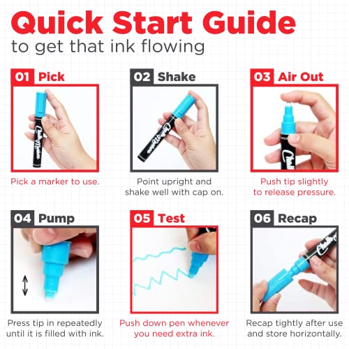 5 Red Chalkboard Chalk Markers - Red Dry Erase Markers for Blackboard, Chalkboard Signs, Windows, Glass | Variety Pack - Fine & Jumbo Size Ink Pen Chalkola