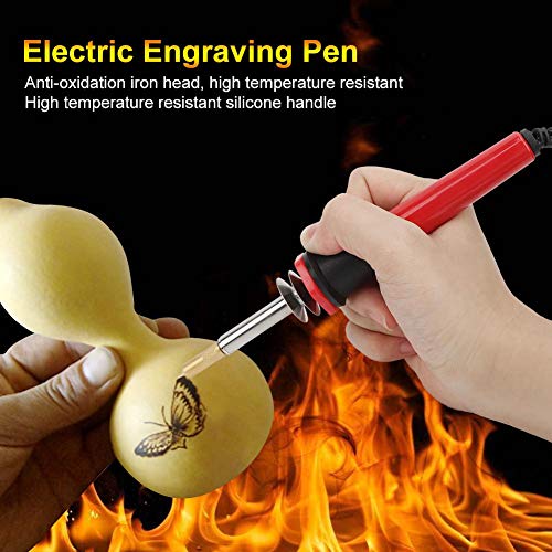 Wood Burning Kit, 7PCS Electric Micro Pyrography Pen Engraving Pen Mini Diy Engraving Tool Kit for Wood Soldering Pyrograph Tool Set(US) Wandisy