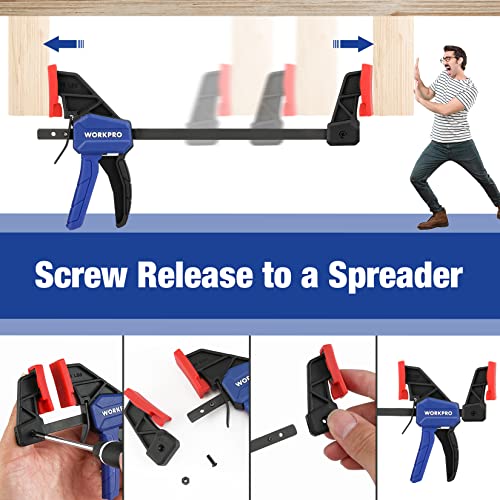 WORKPRO 8-Piece Clamp Set for Woodworking, 4-pack 4-1/2" Mini Bar Clamps and 4 Spring Clamps, Light-Duty Quick-Change Clamp/Spreader with 50 lbs Load WORKPRO