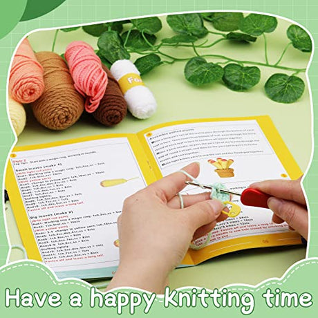 WONVOC Crochet Starter Kit, Crochet Kit for Beginners, Beginner Crochet Kit for Adults, with Crochet Hooks, Yarn, Polyester Fiber, Stitch Markers, WONVOC