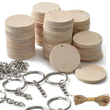 VIOCIWUO 50Pcs Natural Wood Slices Keychain, 1.38 inch Unfinished Wood Sign, Unfinished Log Discs Wooden Circles with 50Pcs Key Rings for DIY Crafts VIOCIWUO