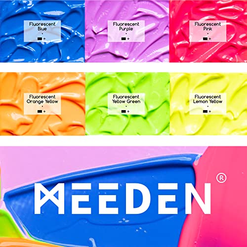 MEEDEN Fluorescent Acrylic Paint Set, Heavy Body Neon Acrylic Paint Tubes, 6 Colors 0.74 oz/22 ml, Glow in the Dark Acrylic Paints, Non Toxic Art - WoodArtSupply