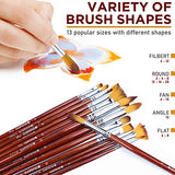 DUGATO Artist Paint Brush Set 13pcs, Long Handle Oil Acrylic Paint Brushes, Watercolor Brush Set for Body, Face, Rock, Canvas Drawing Art Crafts DUGATO