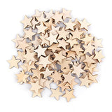 Framendino, 100 Pack Wood Stars Cutouts Unfinished Wooden Stars Pieces Blank Slices for DIY Crafts Wedding Party 1 Inch Framendino