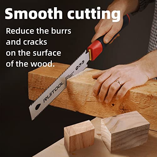 RUITOOL Japanese Hand Saw 6 Inch Pull Saw Double Edge SK5 Flexible Blade 11/17 TPI Non-slip Handle Flush Cut Saw Wood Saw for Woodworking Tools RUITOOL