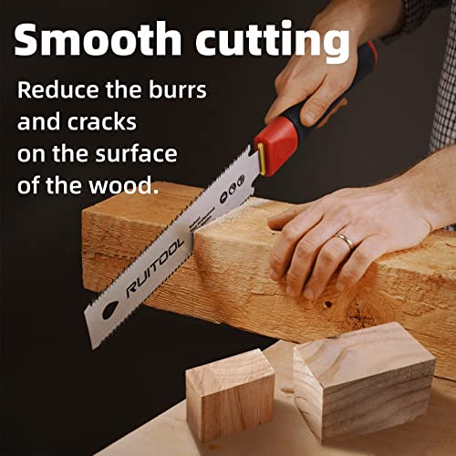 RUITOOL Japanese Hand Saw 6 Inch Pull Saw Double Edge SK5 Flexible Blade 11/17 TPI Non-slip Handle Flush Cut Saw Wood Saw for Woodworking Tools - WoodArtSupply