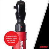 AIRCAT Pneumatic Tools 802: Composite Twin Pawl Ratchet Wrench 70 ft-lbs - 3/8-Inch AIRCAT
