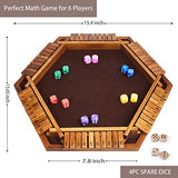 Vamslove Shut The Box Dice Game Wooden Board (L15 x W13) for 1 2 3 4 5 6 Player, 6 Sided 10 Numbers Math Games with 16 Dices for Kids Vamslove