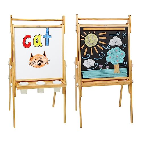 Colorations All in One Wooden Adjustable Easel for Kids, Ages 2-6 + |32", 37", & 41" Heights | Toddler, Preschool, & Kindergarten Art Stand with - WoodArtSupply