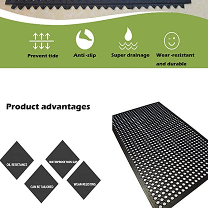 sunnyuup Commercial Rubber Floor Mats & Matting 3FT x 5FT Anti-Fatigue Rubber Floor Mat with Drainage Holes Heavy Duty Non-Slip Drainage Mat for - WoodArtSupply