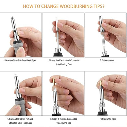 53-Piece Wood Burning Kit Professional Soldering Iron Tips & DIY Drawing Template Carving, Engraving, Craft Tools, Stencils, and Wood Burning