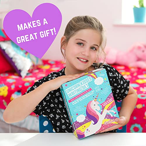 GirlZone Unicorn Letter Writing Set For Girls, 45 Piece Stationery Set, Great Birthday Gift for Girls of All Ages GirlZone