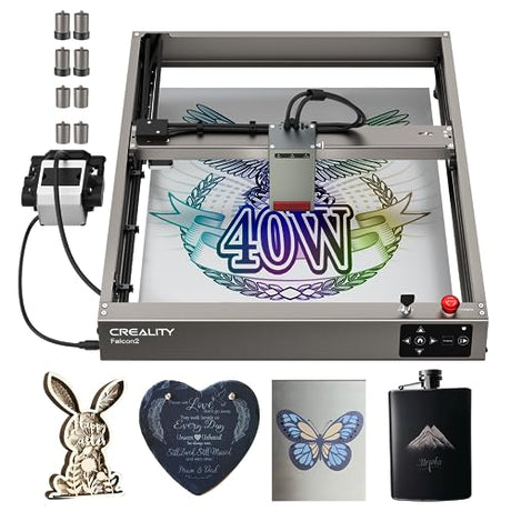 Official Creality Laser Engraver 40W, Falcon 2 Laser Cutter, 25000mm/min Speed DIY Laser Engraving Machine with Air Assist for Wood, Metal, Acrylic, Creality