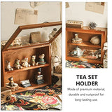 Wood Cabinet Mug Display Box, Wood Shadow Box Shot Glasses Display Case Shelf Action Figurine Display Shelf for Counter Top Collectibles Display Case DOITOOL