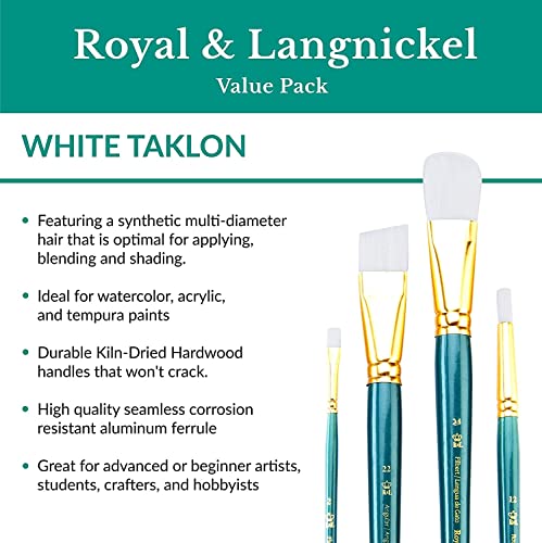 Royal Brush Manufacturing Royal and Langnickel Zip N' Close 12-Piece Brush Set, Medium White Taklon - WoodArtSupply