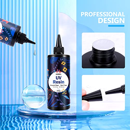 KISREL UV Resin 500g - Upgraded Hard Type Crystal Clear Ultraviolet Curing UV Epoxy Resin for Craft Jewelry Making KISREL