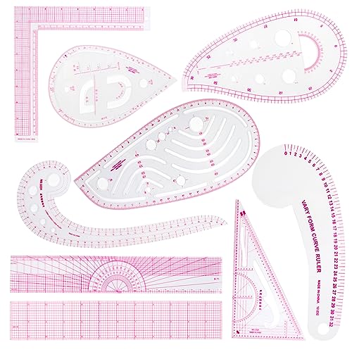 9 Styles French Sewing Curve Rulers, French Metric Ruler DIY Sewing Ruler Set Curve Metric Ruler Metric Sewing Measuring Tools for Designers, Pattern Tkocisa