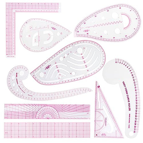 9 Styles French Sewing Curve Rulers, French Metric Ruler DIY Sewing Ruler Set Curve Metric Ruler Metric Sewing Measuring Tools for Designers, Pattern Tkocisa