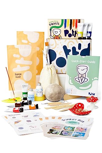 Pott'd™ Home Air Dry Clay Pottery Kit for Beginners. DIY Kit for Adults. Kit Includes: Air-Dry Clay for Adults, Tools, Paints, Brushes, Sealant, Pott'd