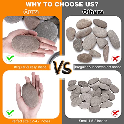 River Rocks for Painting 12 Pcs Large 3.5-5 Inch Flat Smooth Painting Stones Craft Rock to Paint for Kids Crafts Painting Bulk - WoodArtSupply