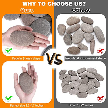 River Rocks for Painting 12 Pcs Large 3.5-5 Inch Flat Smooth Painting Stones Craft Rock to Paint for Kids Crafts Painting Bulk - WoodArtSupply